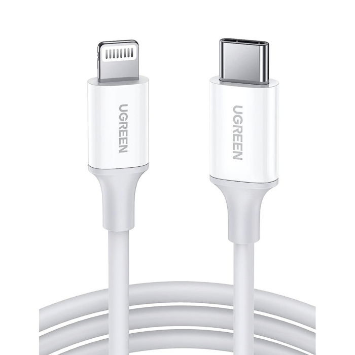 Cable USB-C a Lightning | 1 Metro | Certificado MFi | Carga Rapida 60W | 480 Mbps | PD | Conector C94 | Adecuado para iPhone, iPad y iPod | Proteccion Integrada | Caja de ABS | Cubierta de TPE | Color Blanco. - Image 1