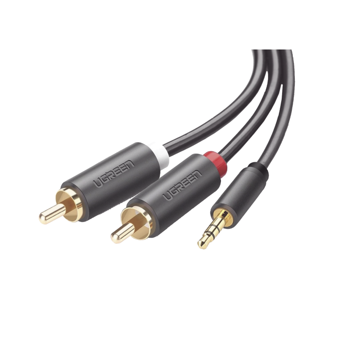 Cable Adaptador de 3.5mm Macho a 2 RCA Macho / 3 Metros / Color Gris / Blindaje Miºltiple / ABS / Alta Calidad - Image 1