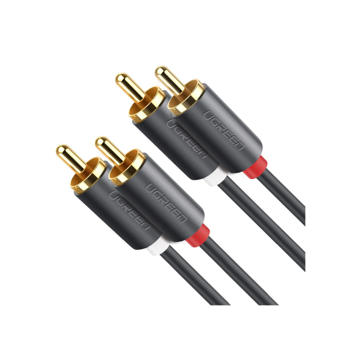 Cable de Audio 2 RCA Macho a 2 RCA Macho / 3 Metros / Color Negro / Alta Calidad /Anillos de goma para asegurar un agarre firme al instalar o quitar el cable - Image 1
