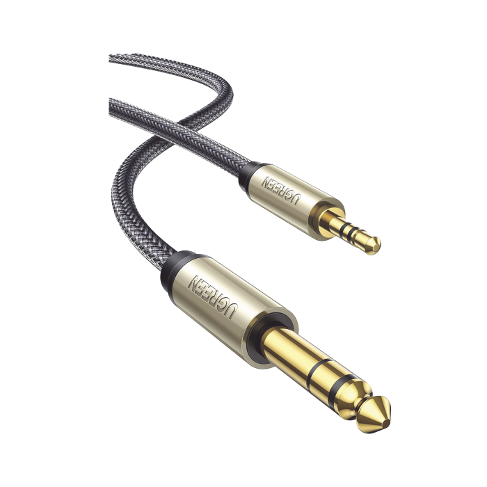 Cable Audio Estereo 3.5mm (1/8") TRS a 6.35mm (1/4") TS / 1 Metro / Audio de Hi-Fi / Trenza de Nylon / Blindaje Miºltiple / Caja de Aleacion Zinc / Niºcleo de Cobre Puro / Compatibilidad Universal - Image 1