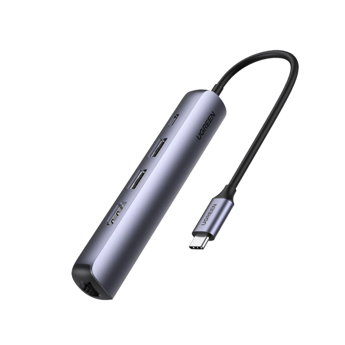 HUB USB-C (Docking Station) 5 en 1 | Ultra Delgado | 2 USB-A 3.1 a (5 Gbps) | HDMI 4K@60Hz | RJ45 (Gigabit Ethernet) | USB-C PD Carga Rapida 100W | Soporta OTG | Chips Inteligentes | Pequei±o y Ligero | Caja de Aluminio. - Image 1