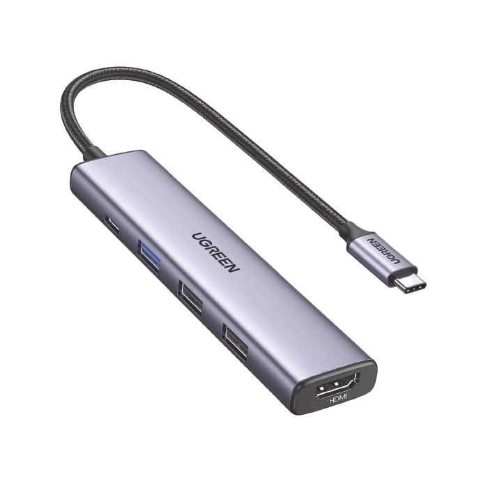 HUB USB-C (Docking Revodok) 5 en 1 | 1 USB-A 3.0 (5Gbps) | 2 USB-A 2.0 (5Gbps) | HDMI 2.0 4K@30Hz | USB-C PD Carga 100W | Cable Trenzado Duradero | Carcasa de Aluminio. - Image 1