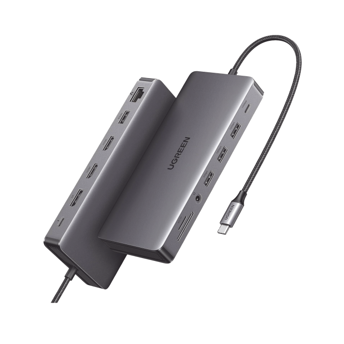 HUB USB-C (Docking Revodok Pro 313) 13 en 1 | 2 HDMI 4K@60Hz | 1 DP 4K@60Hz | USB-C 3.2 (10Gbps) | 2 USB-A 3.2 (10Gbps) | 2 USB-A 3.0 (5Gbps) | USB-C PD Carga 100W | RJ45 (Gigabit Ethernet) | SD + Micro SD (TF) Simultaneo | Jack Audio 3.5mm. - Image 1