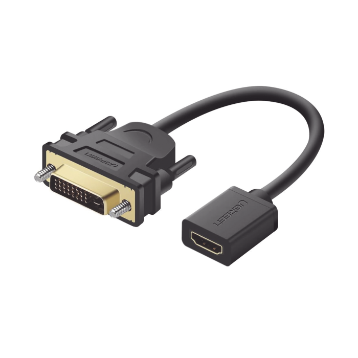 Convertidor DVI macho a HDMI Hembra | Bidireccional | DVI 24+1 | 1080P@60Hz | Cable de 22cm | Negro. - Image 1