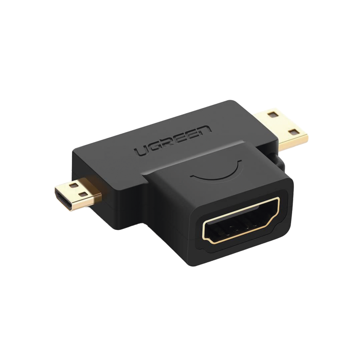 Adaptador Micro + Mini HDMI Macho a HDMI Hembra / Mini HDMI Tipo C a HDMI Tipo A 4K@30HZ / Micro HDMI Tipo D a HDMI Tipo A 1080P@60Hz / Conector Chapado en Oro / Compacto, Portatil y Facil de Usar - Image 1