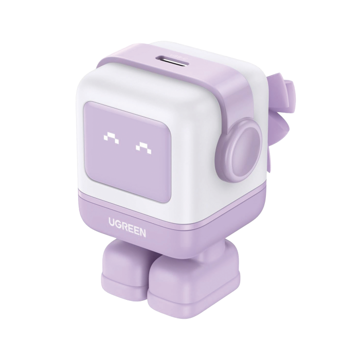 Cargador Mini GaNRobot 30W serie UNO | 1 USB-C de Carga Rapida | Tecnologi­a GaN II | Multiprotocolo PD/QC/SCP/FCA | Carga Inteligente | Pantalla LED | Zapato Magnetico Extrai­ble | Thermal Guard | Color Lila. - Image 1
