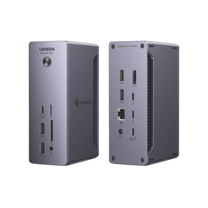 HUB USB-C (Docking Revodok Max 213) 13 en 1 | 2 Thunderbolt 4 (40Gbps,8K@30Hz) | 2 USB-A 3.2 (10Gbps) | 1 USB-C 3.2 (10Gbps, 20W) | 2 USB-A 3.0 (5Gbps) | Display Port 1.4 8K@30Hz | RJ45 (2.5 Gigabit) | SD + Micro SD (TF) 4.0 | Jack Audio 3.5mm. - Image 1