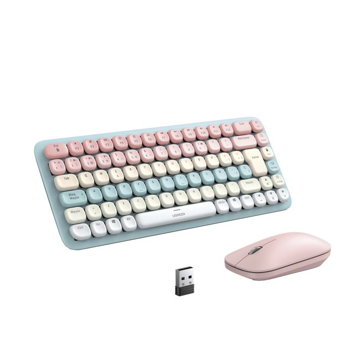 Paquete de Teclado y Mouse | 85 teclas en Espai±ol | Bluetooth y 2.4GHz | Mouse Ambidiestro | Sensor de DPI ajustable | Efectos de Iluminacion del Teclado | Amplia compatibilidad | Color Rosa. - Image 1
