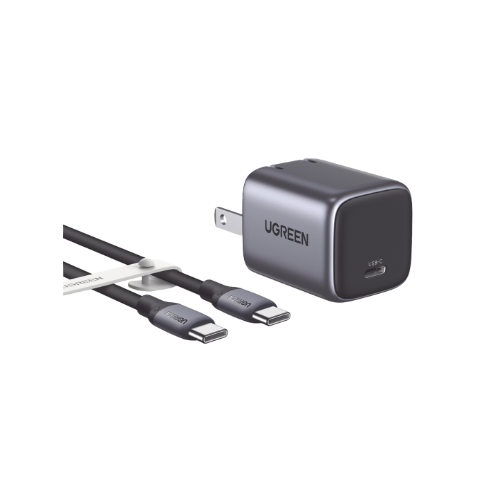 Combo Cargador Nexode Mini 30W PD GaN Tech + Cable USB-C 60W | Tecnologi­a Inteligente | Carga Rapida | Carcasa Ignifuga | Cable de 1 Metro | Carcasa de Aluminio | Nylon Trenzado. - Image 1