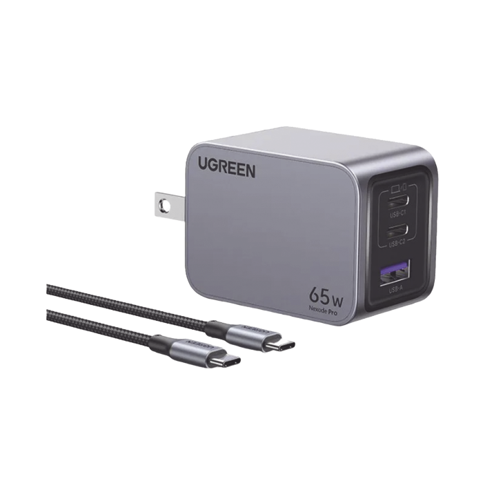 Cargador de 65W serie Nexode Pro | 3 Puertos de Carga Rapida | 2 USB-C | 1 USB-A | Tecnologi­a GaNInfinity | PD3.1 de 65W / QC4.0 | Tecnologi­a de Proteccion Termica | Optimiza la Carga | Caja de Aluminio | Incluye Cable U - Image 1