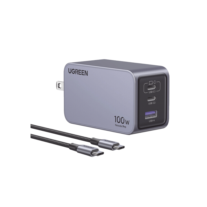 Cargador de 100W serie Nexode Pro | 3 Puertos de Carga Rapida | 2 USB-C | 1 USB-A | Tecnologi­a GaNInfinity | PD3.1 de 100W / QC4.0 | Tecnologi­a de Proteccion Termica | Optimiza la Carga | Caja de Aluminio | Incluye Cable - Image 1