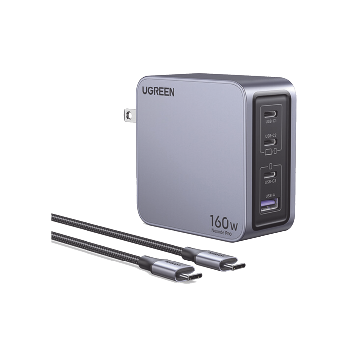 Cargador de 160W serie Nexode Pro | 4 Puertos de Carga Rapida | 3 USB-C | 1 USB-A | Tecnologi­a GaNInfinity | PD3.1 de 140W / QC4.0 | Tecnologi­a de Proteccion Termica | Optimiza la Carga | Caja de Aluminio | Incluye Cable - Image 1