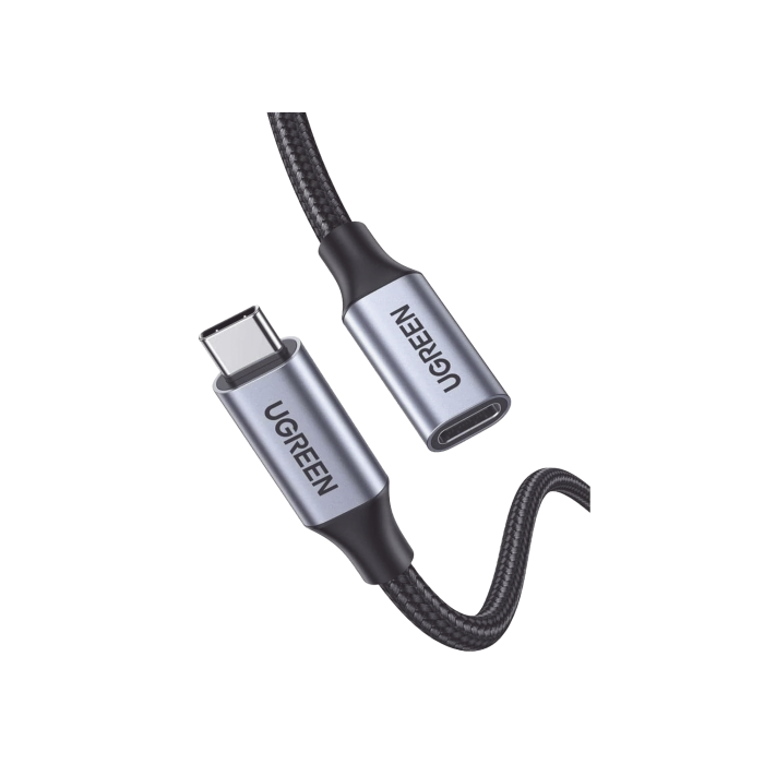 Cable USB-C Macho a USB-C Hembra | 1metro | USB-C 3.1 Gen 2 | Compatible con Thunderbolt 3 | Carcasa de Aluminio | Nylon Trenzado | Transferencia de Datos 10 Gbps | Soporta hasta 100W para Carga Rapida. - Image 1
