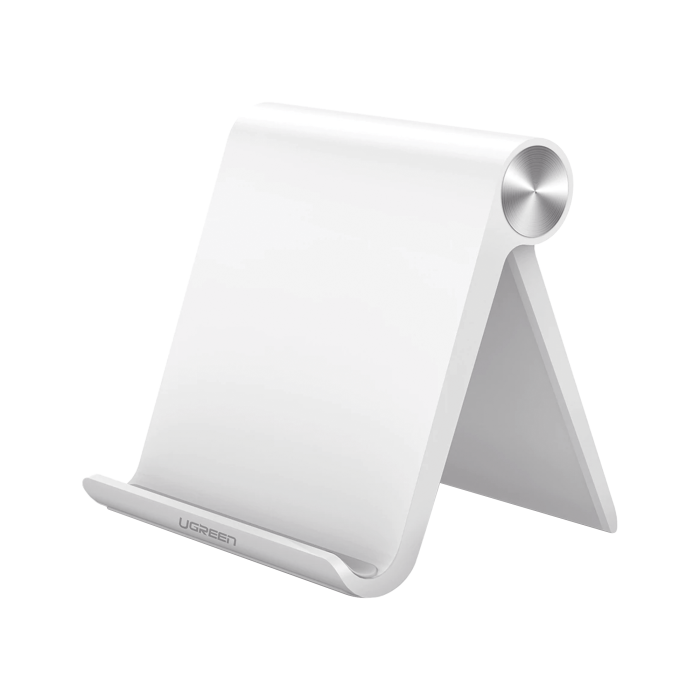Soporte de Escritorio para Tablet / Ajustable de 0Â° a 100Â° / Goma Antiarai±azos / Antideslizante / Amplia Compatibilidad con dispositivos de 4'' a 13'' / Plegable / ABS / Color Blanco - Image 1