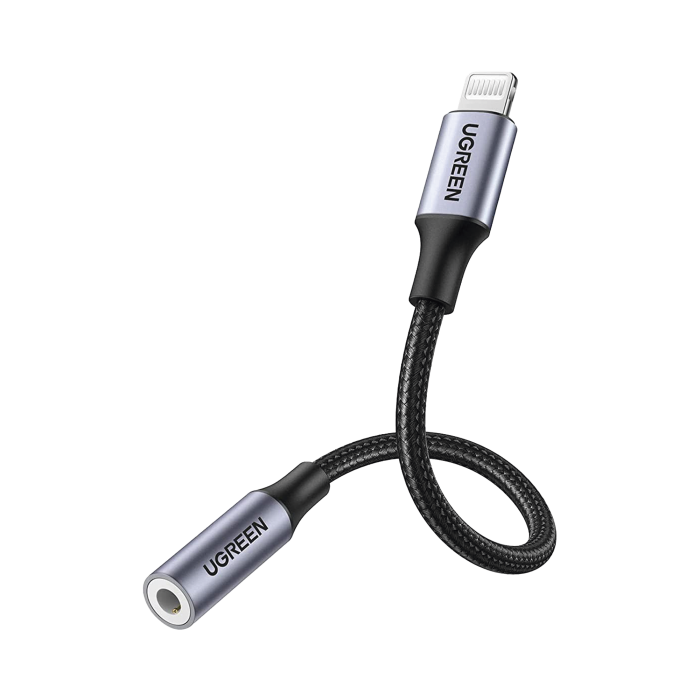 Adaptador de Auriculares Lightning a 3.5mm | Certificado MFI | 100% compatible con dispositivos Apple | Ideal para llamadas, Miºsica y Control de Li­nea | Caja de Aluminio | Nylon Trenzado | Blindaje Miºltiple | Cable de 10cm. - Image 1