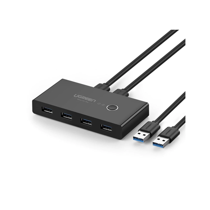 Conmutador USB para Compartir 4 Puertos USB 3.0 a 2 PC Ìs | Cambio Mediante Boton | Incluye Dos Cables USB de 1.5 m | ABS | Permite que 2 Usuarios Compartan 4 Dispositivos Perifericos USB3.0, como una impresora, un escaner, etc. - Image 1