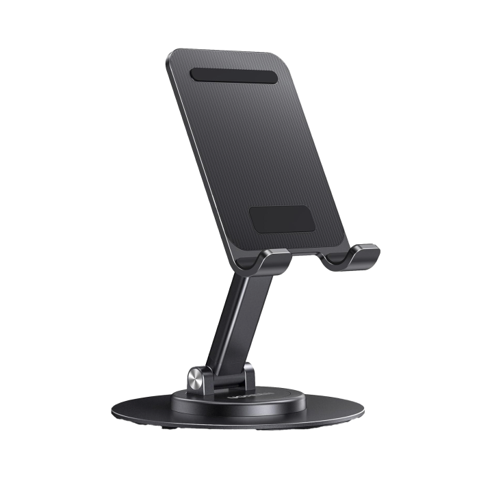 Soporte para Telefono Celular Giratorio | 360Â° de Rotacion | Angulo Ajustable | Altura Ajustable 17-20cm | Antideslizante | Ejes Giratorios de Alta Precision| Plegable | Aluminio | Color Gris - Image 1