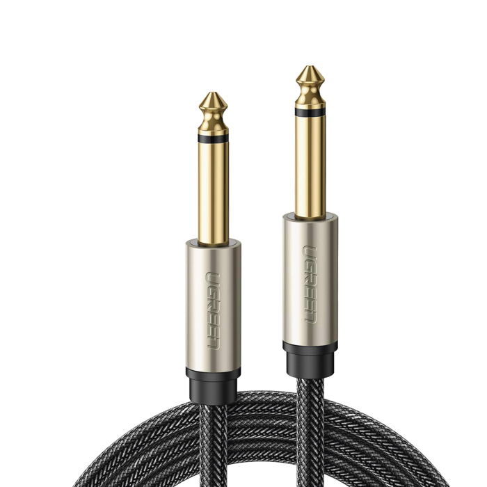Cable de Audio Mono 6.35mm (1/4") Macho a 6.35mm (1/4") Macho / 10 Metros / Niºcleo de Cobre / Blindaje Interno / Nylon Trenzado / Color Negro - Image 1