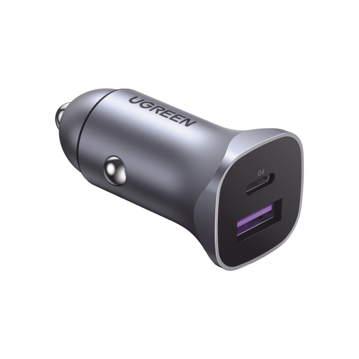 Cargador de Auto 30W | 2 Puertos USB-A y USB-C | Carga Rapida | Compatible con Vehi­culos de 12 y 24 VCD | PD3.0, QC4.0, SCP, PPS | Indicador Led | Disei±o Compacto | Chip Inteligente | Caja de Aluminio. - Image 1