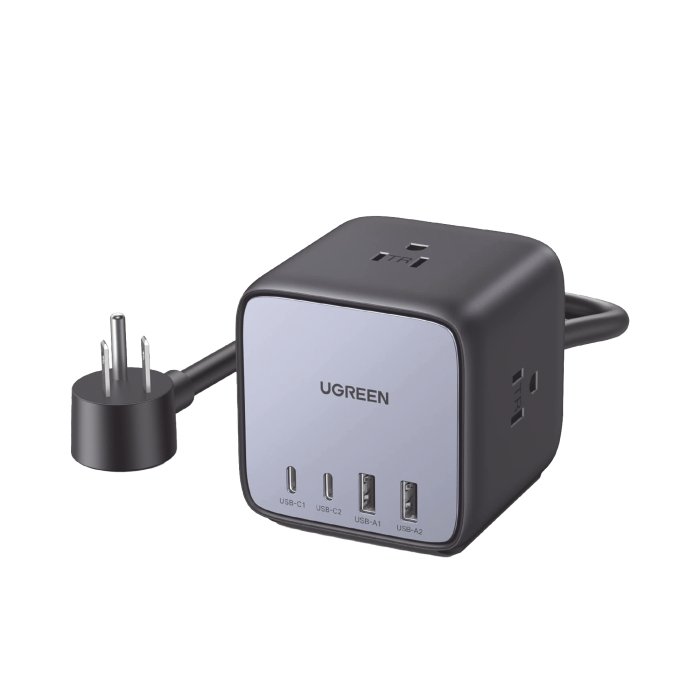 Multicontacto de Escritorio USB y Tomacorriente / 2 Puertos USB-C / 2 Puertos USB-A / 3 Tomacorriente de CA / Tecnologi­a GaN II / USB 65W PD / Carga Rapida / Disei±o Innovador en Forma de Cubo / Interruptor de Apagado. - Image 1