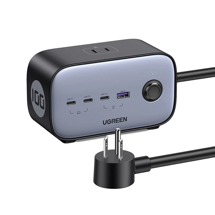 Cargador de Escritorio y Tomacorriente Miºltiple | 3 Puertos USB-C | 1 Puertos USB-A | 3 Tomacorriente de CA | Tecnologi­a GaN II | 1 USB 100W PD | Carga Rapida | Disei±o Innovador en Forma de Cubo | Interruptor de Apagado. - Image 1