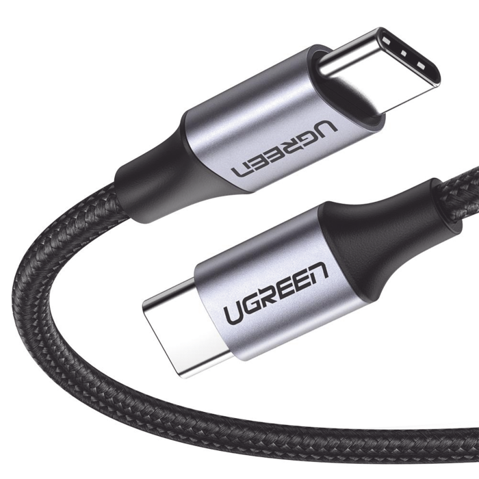 Cable USB-C a USB-C | 1 Metro | Transferencia de datos de 480 Mbps | Carga Rapida de hasta 60W | QC 4.0/3.0/2.0 | PD3.0 | FPC | AFC | Proteccion Integrada | Caja de Aluminio | Nylon Trenzado | Color Negro. - Image 1