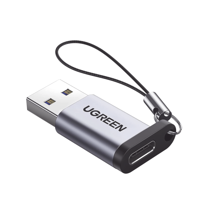 Adaptador USB 3.0 Macho a USB-C 3.1 Tipo C Hembra |Carga y Sincronizacion de Datos | Admite Corriente de 3A | Transferencia de hasta 5 Gbps | Amplia Compatibilidad | Chip VL160 | Caja de Aluminio | Color Gris - Image 1