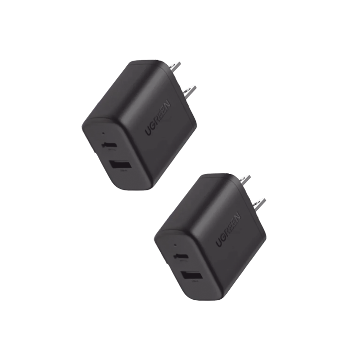 Cargador rapido de 20 W y 2 puertos, paquete de 2, negro, EE. UU. - Image 1