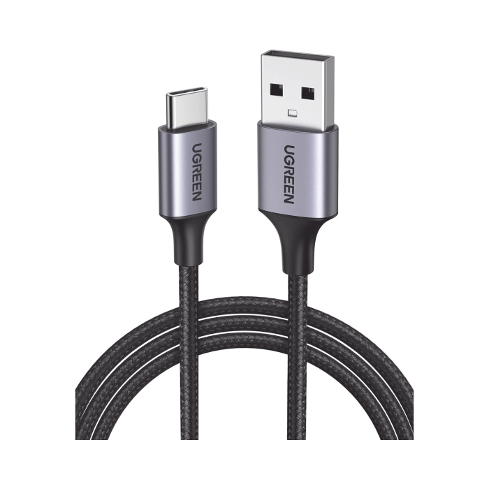Cable USB-A a USB-C | 2 Metros | Transferencia de datos de 480 Mbps | Carga Rapida | QC 4.0/3.0/2.0 | FPC | AFC | Proteccion Integrada | Caja de Aluminio | Nylon Trenzado | Color Negro. - Image 1