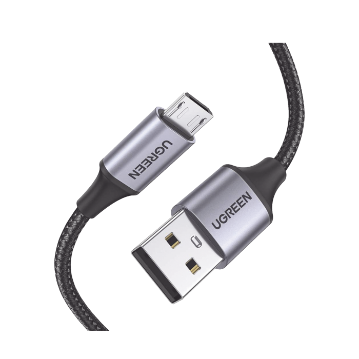Cable USB-A a Micro USB | 1 Metro | Carga Rapida | QC 3.0/2.0 | FPC | AFC | Transferencia de datos de 480 Mbps | Recarga hasta 18W | Proteccion Integrada | Caja de Aluminio | Nylon Trenzado | Color Negro. - Image 1