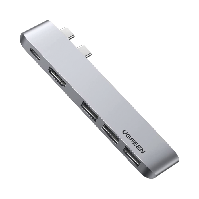 HUB USB-C (Thunderbolt 3) 5 en 2 | 1 Puerto HDMI 4K | 3 Puertos USB3.0 | USB- C (PD 100W) | Transferencia de Video y Datos | Multifuncional para MacBook Pro/Air | Carcasa de Aluminio. - Image 1