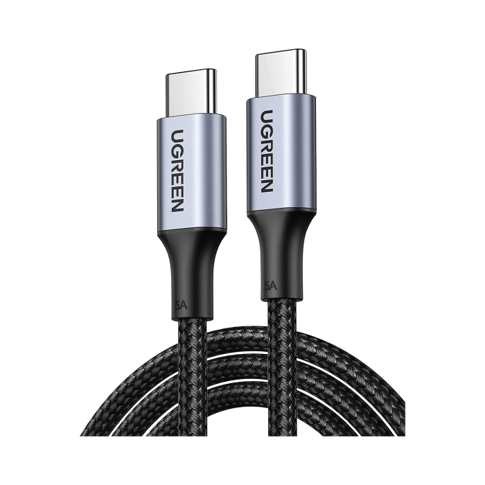 Cable USB-C a USB-C | 1 Metro | Carga Rapida de hasta 100W | Transferencia de datos 480 Mbps | PD3.0 | QC4.0/3.0/2.0 | FPC | AFC | Proteccion Integrada| Caja de Aluminio | Nylon Trenzado | Amplia Compatibilidad | Color Negro. - Image 1