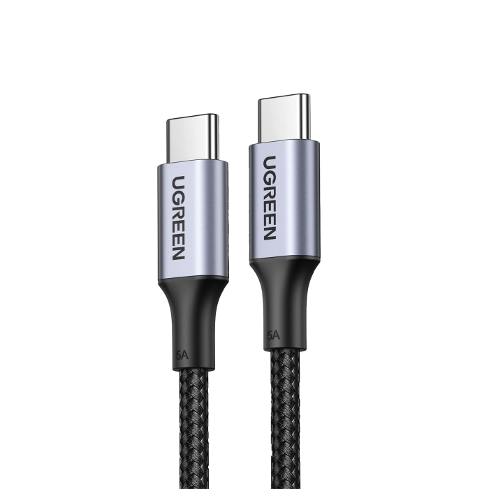 Cable USB-C a USB-C | 2 Metros | Carga Rapida de hasta 100W | Transferencia de datos 480 Mbps | PD3.0 | QC4.0/3.0/2.0 | FPC | AFC | Proteccion Integrada| Caja de Aluminio | Nylon Trenzado | Amplia Compatibilidad | Color Negro. - Image 1