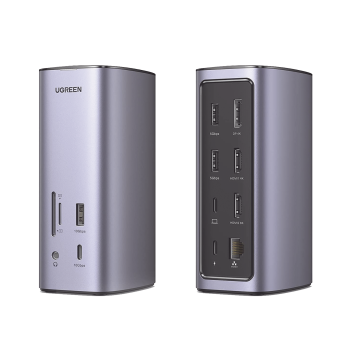 HUB USB-C (Docking Revodok Pro) 12 en 1 | 2 USB-A 3.0 | 1 USB-C PD Carga 100W | 1 USB-A 3.1 | 1 USB-C 3.1 | HDMI 4K | HDMI 8K Ultra HD | Display Port 4K | RJ45 (Gigabit) | Lector Tarjeta SD + Micro SD (TF) | Jack Audio 3.5mm. - Image 1