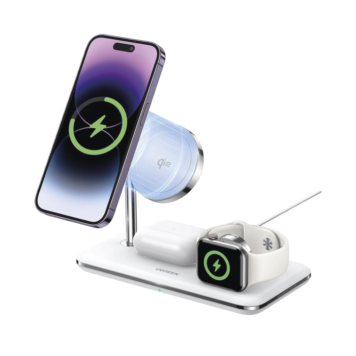 Cargador Inalambrico MagSafe 3 en 1 | 25W | Certificacion Oficial Qi2 | MFI | Perfecto para iPhone, AirPods y Apple Watch | Carga Adaptativa /Simultanea | Luz Indicadora LED | Incluye Cable. - Image 1