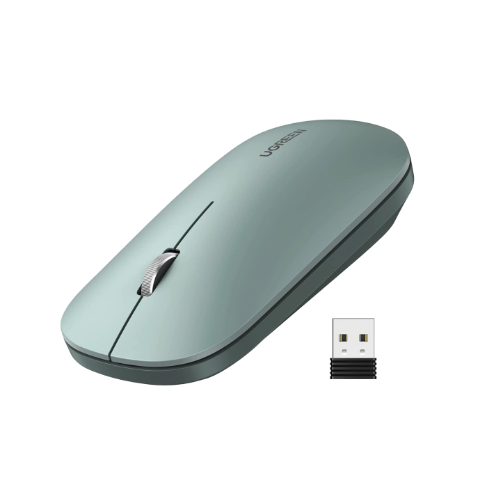 Mouse inalambrico 2.4 GHz | Ultra Delgado y Silencioso | DPI 1000/1600/2000/4000 (Ajustable) | Alcance 10m | Scroll de Aluminio | Adaptable a diferentes superficies | Disei±o suave al tacto | Contiene Receptor USB | Color Verde - Image 1