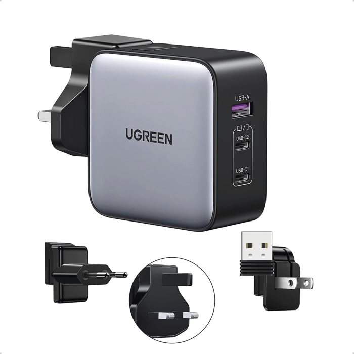 Cargador Universal de Viaje 65W | Contiene 3 Enchufes Internacionales (EU/UK/US) | Serie Nexode | 3 Puertos de Carga Rapida | 2 USB-C | 1 USB-A | Tecnologi­a GaN II | PD 3.0 | QC 4.0 | Carga Inteligente | Carcasa Ignifuga - Image 1