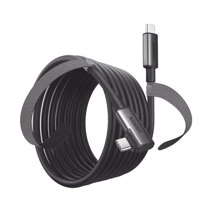 Cable USB-C a USB-C (Cable Link) | 5 metros (16 pies) | Transferencia de Alta Velocidad | Carga Rapida | Un Extremo Angulado | Caja de Aluminio | Nylon Trenzado. - Image 1