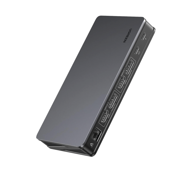 HUB USB-C (Docking Revodok Pro 209) 9 en 1 | 2 HDMI 4K@60Hz | 2 DP 4K@60Hz | 1 USB-A 3.2 (10 Gbps) | 2 USB-A 3.2 (10 Gbps) | 1 USB-C PD Carga 100W | 1 USB-C para conexion de PC | RJ45 (Gigabit) | Boton de encendido | Caja de Aluminio. - Image 1