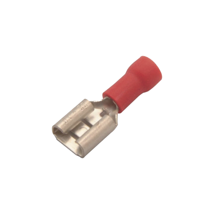 Terminal tipo hembra aislada 0.250 / 22 - 16 AWG / Rojo / Para bateri­as con teminal F1 / Paquete de 25 piezas. - Image 1