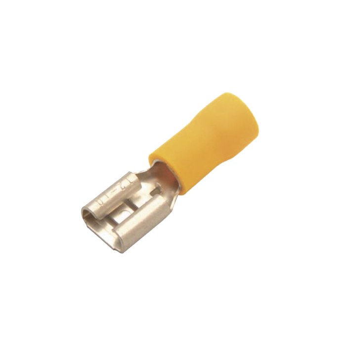 Terminal tipo hembra aislada 0.250 / 12 - 10 AWG / Amarillo / Para bateri­as con terminal F1 / Paquete de 25 piezas. - Image 1