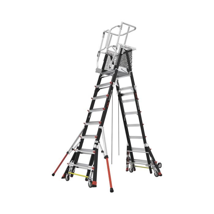 Escalera de Fibra de Vidrio con Jaula de 8'-14' (2.44 - 4.27 m). Con Ajuste en Ruedas (RATCHETâ„¢ Leveler) (SKU:18515-817). - Image 1