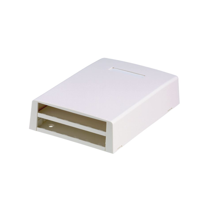 Caja de Montaje en Superficie, Con Accesorio para Resguardo de Fibra optica, Para 12 Modulos Mini-Com, Color Blanco - Image 1