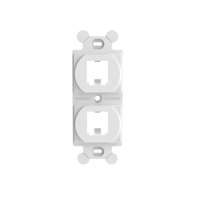 Marco de Modulo Di-plex, Para Placas Frontales Estandar NEMA 106, Acepta 2 Modulos Mini-Com, Color Blanco - Image 1