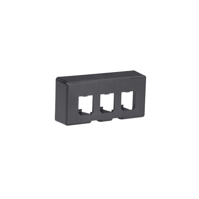 Placa de Mobiliario Modular Estandar, Salidas Para 3 Puertos Mini-Com, Color Negro - Image 1