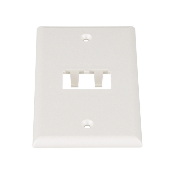 Placa de Pared Vertical Clasica, Salida Para 2 Puertos Mini-Com, Color Blanco Mate - Image 1