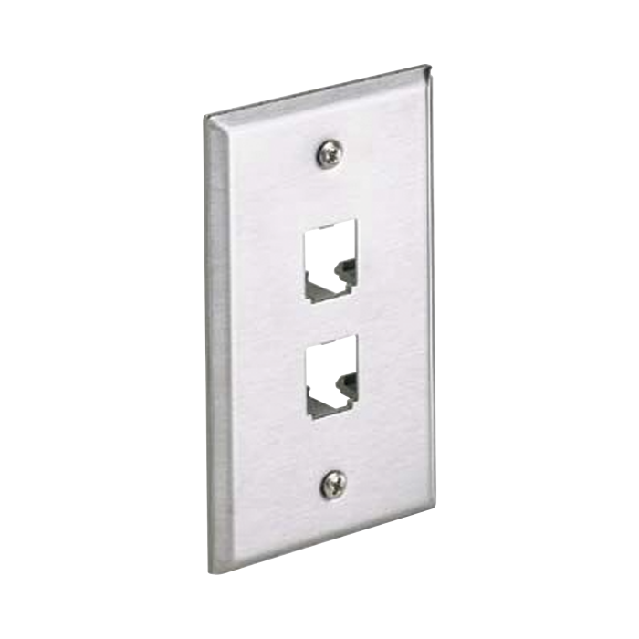 Placa de Pared Vertical, de Acero Inoxidable, Salida Para 2 Puertos Mini-Com - Image 1