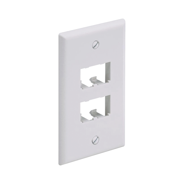 Placa de Pared Vertical Clasica, Salida Para 4 Puertos Mini-Com, Color Blanco Mate - Image 1
