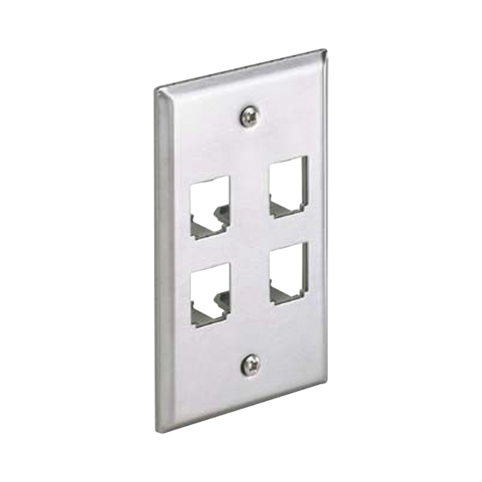 Placa de Pared Vertical, de Acero Inoxidable, Salida Para 4 Puertos Mini-Com - Image 1