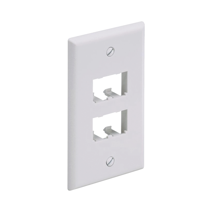 Placa de Pared Vertical Clasica, Salida Para 4 Puertos Mini-Com, Color Blanco - Image 1